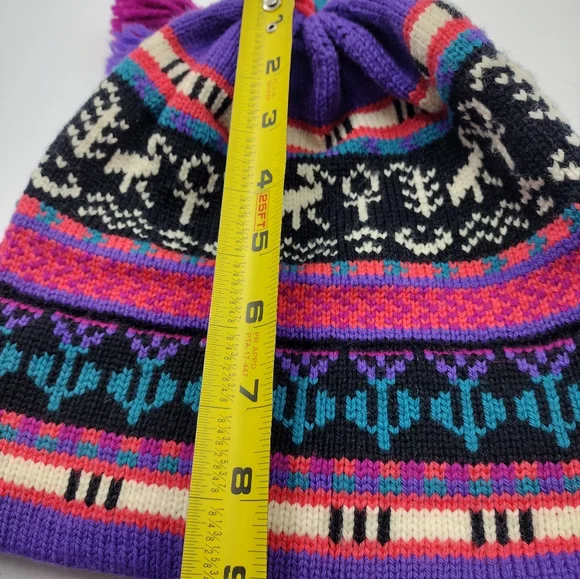 Vtg 80s Ski Hat Beanie Wool MOUNTAIN LADIES EWE Apres Cap Snow toboggan Retro - Picture 6 of 8